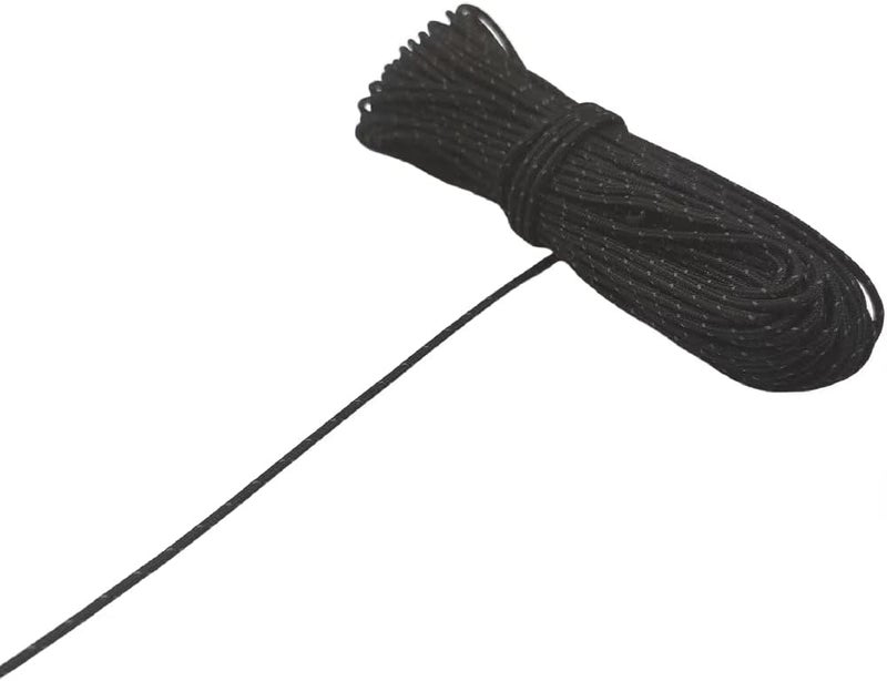 Legnowit 2mm Reflective Guyline Camping Paracord, Ultralight Thin Cord Rope for Tarp Rain Fly Tent Camping, 65 Feet (Black) - Image 3